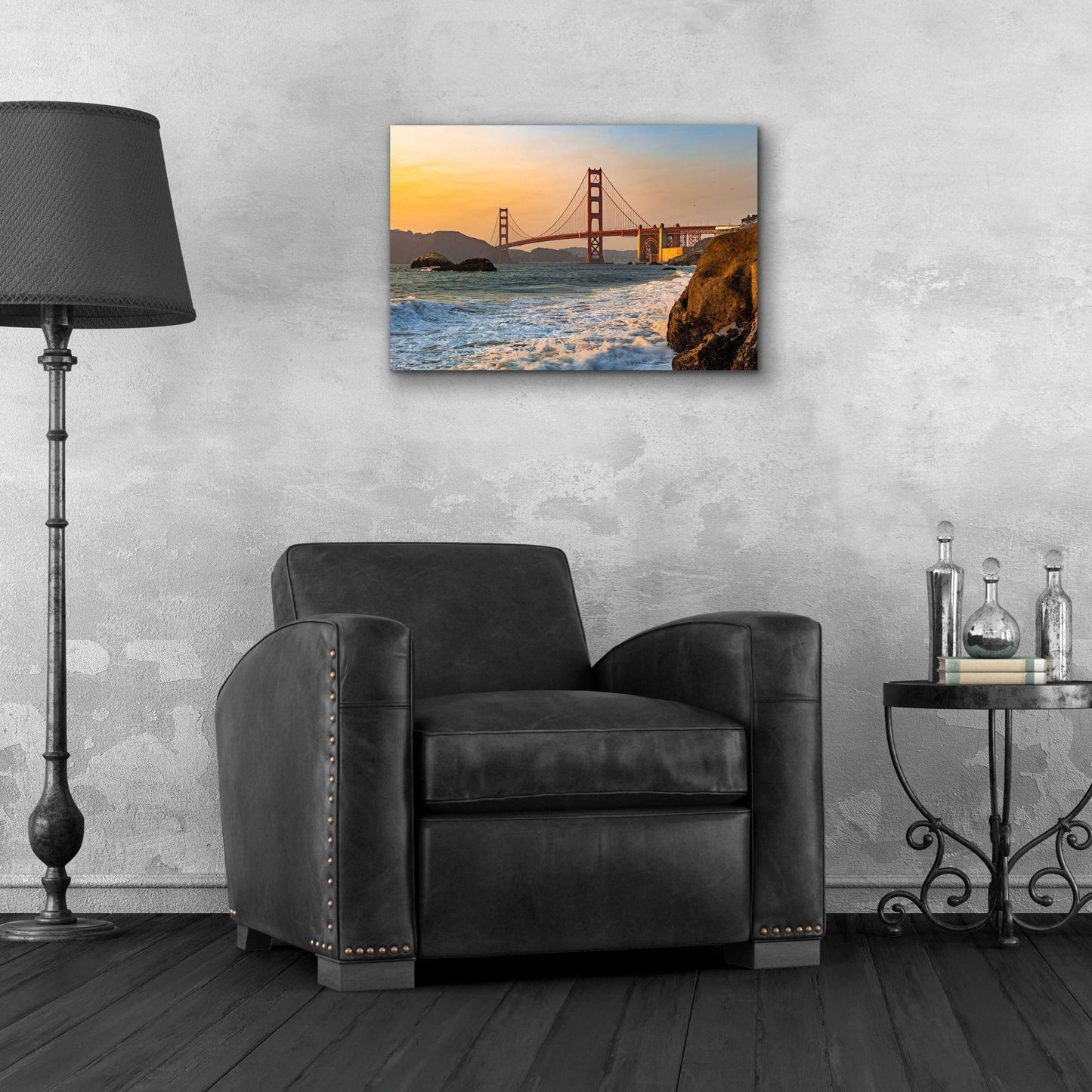 Epic Art 'Golden Gate Bridge Sunset' by Epic Portfolio, Acrylic Glass Wall Art,24x16