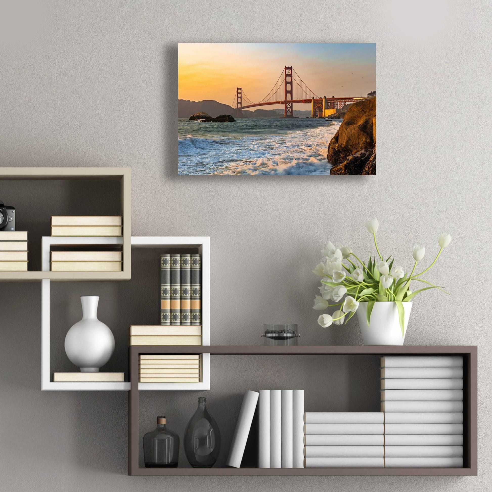 Epic Art 'Golden Gate Bridge Sunset' by Epic Portfolio, Acrylic Glass Wall Art,24x16