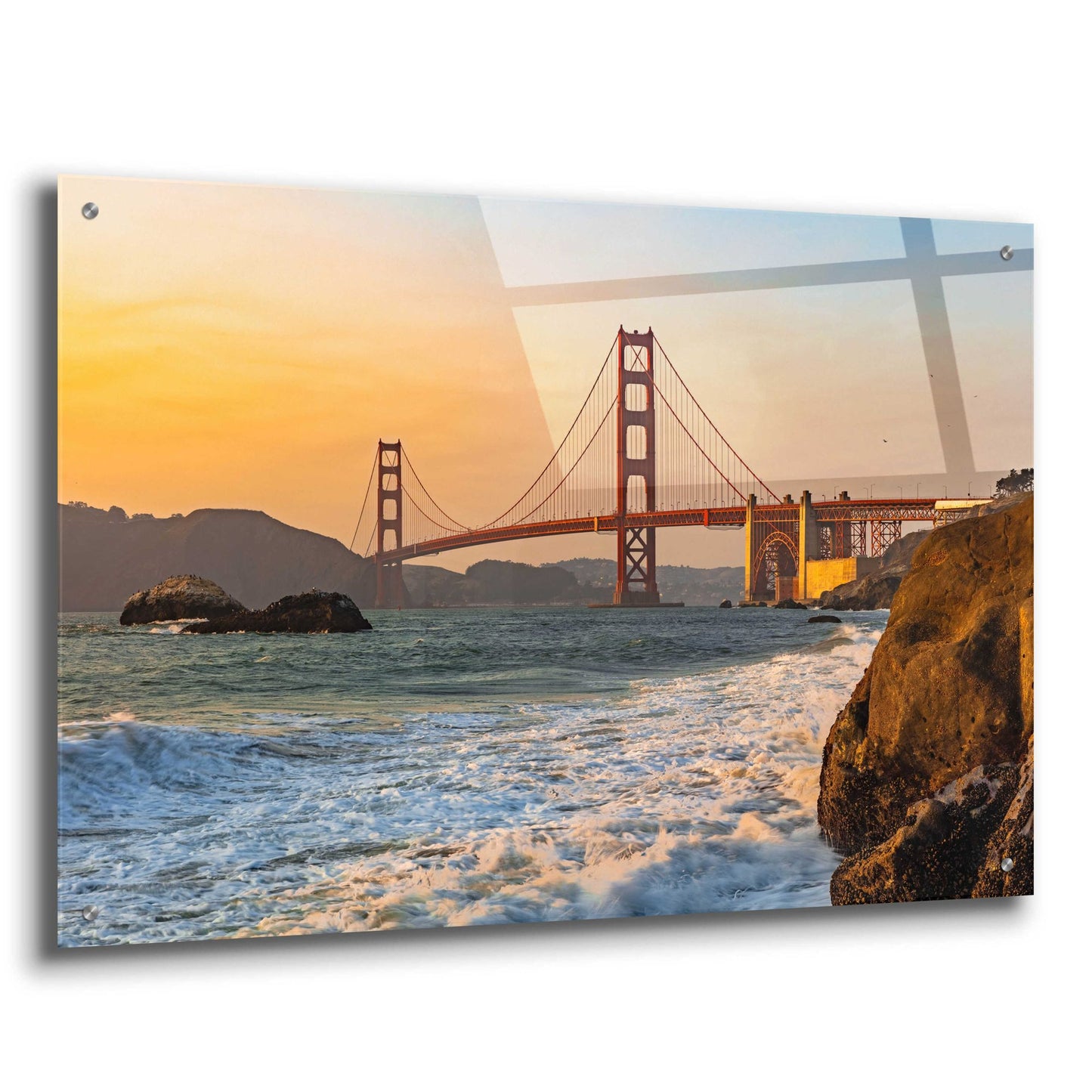 Epic Art 'Golden Gate Bridge Sunset' by Epic Portfolio, Acrylic Glass Wall Art,36x24