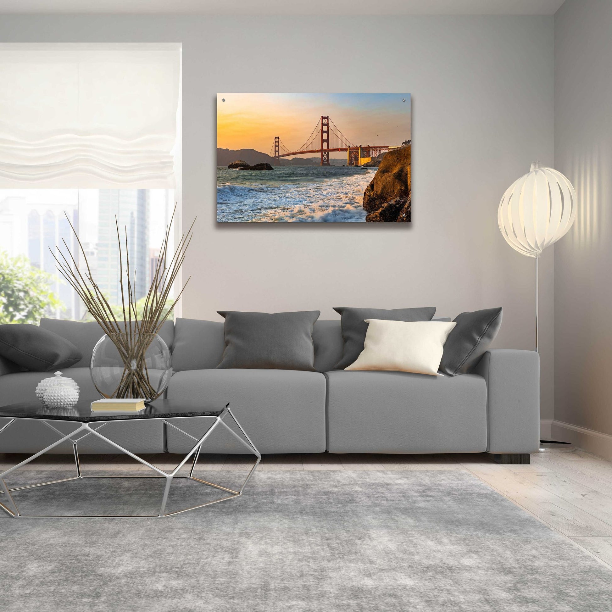 Epic Art 'Golden Gate Bridge Sunset' by Epic Portfolio, Acrylic Glass Wall Art,36x24