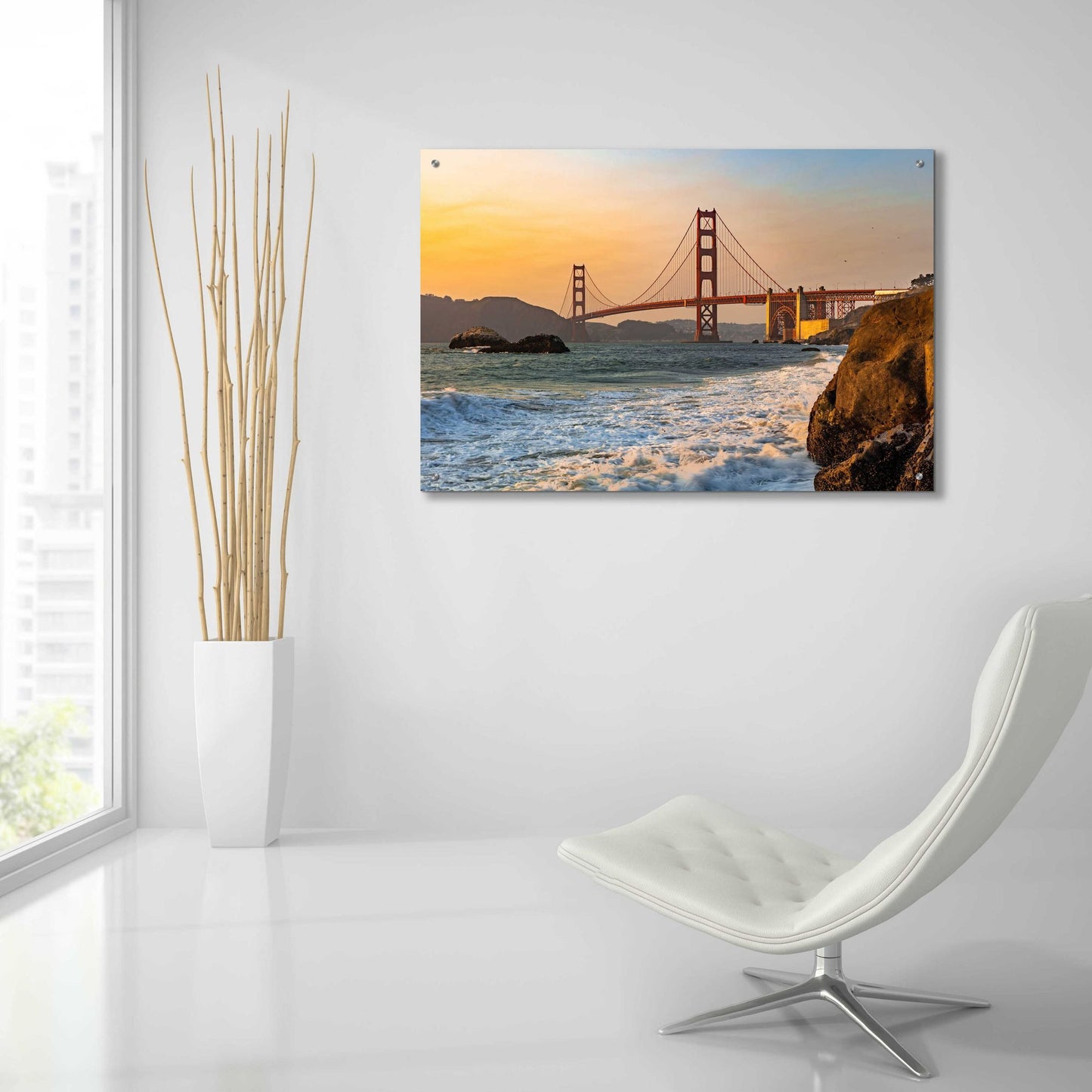 Epic Art 'Golden Gate Bridge Sunset' by Epic Portfolio, Acrylic Glass Wall Art,36x24