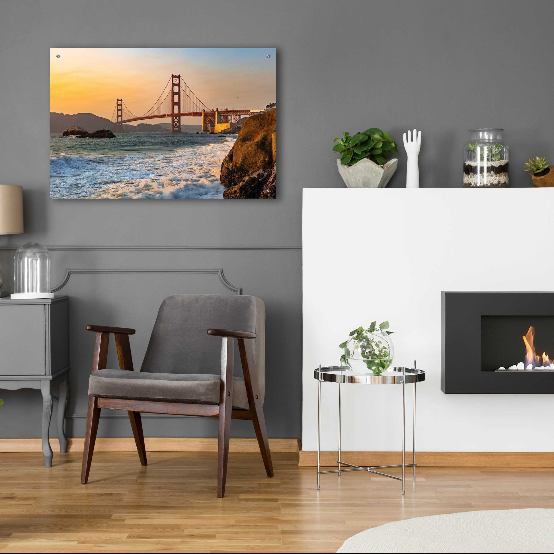 Epic Art 'Golden Gate Bridge Sunset' by Epic Portfolio, Acrylic Glass Wall Art,36x24