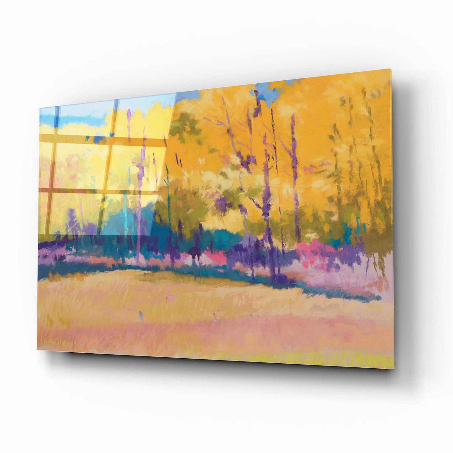 Epic Art 'Yellow Trees' by Mike Kelly, Acrylic Glass Wall Art,16x12