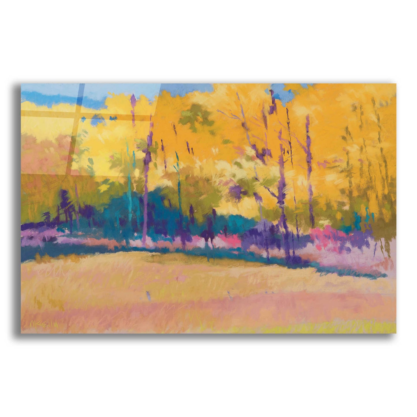 Epic Art 'Yellow Trees' by Mike Kelly, Acrylic Glass Wall Art,16x12