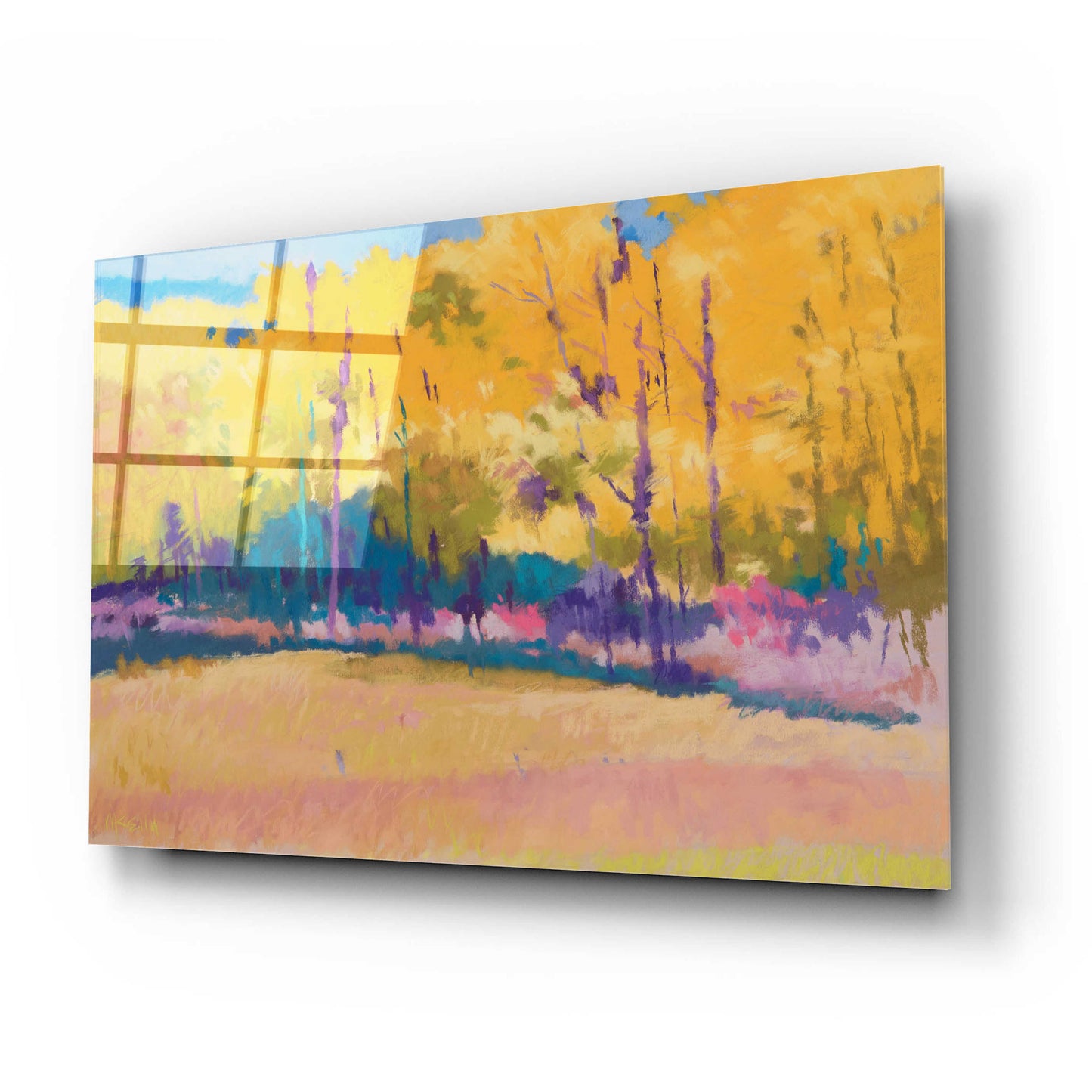 Epic Art 'Yellow Trees' by Mike Kelly, Acrylic Glass Wall Art,24x16