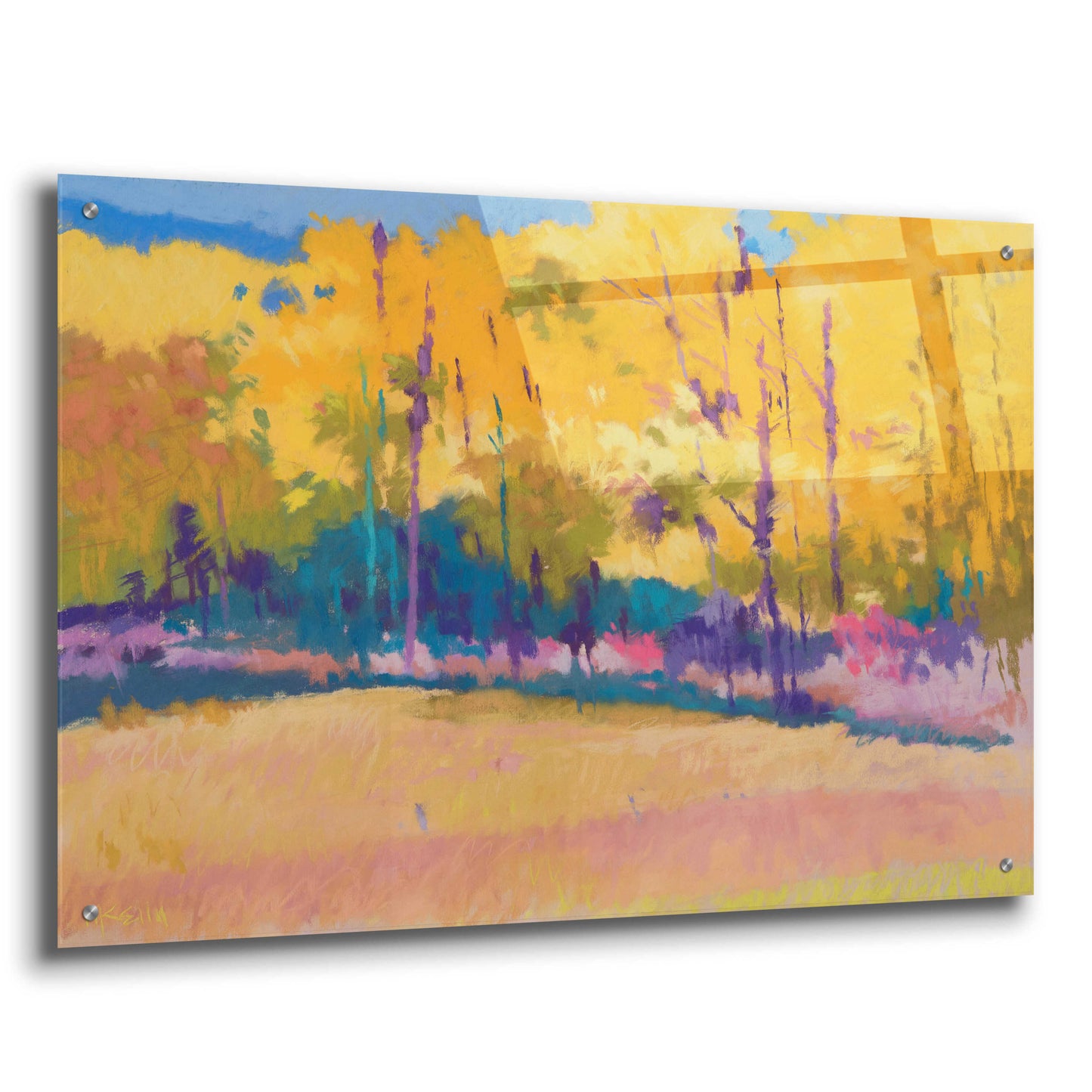 Epic Art 'Yellow Trees' by Mike Kelly, Acrylic Glass Wall Art,36x24