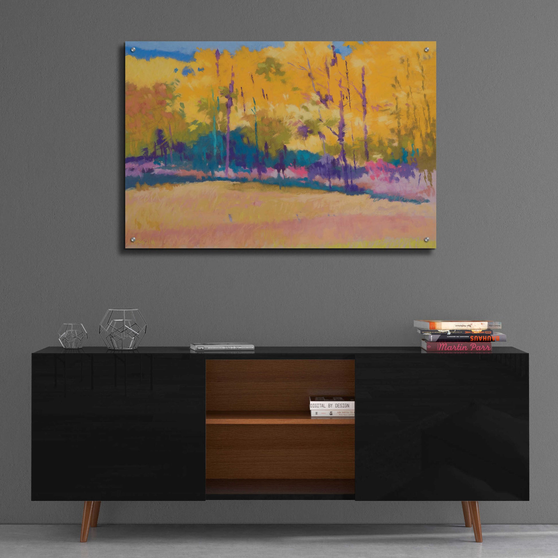 Epic Art 'Yellow Trees' by Mike Kelly, Acrylic Glass Wall Art,36x24