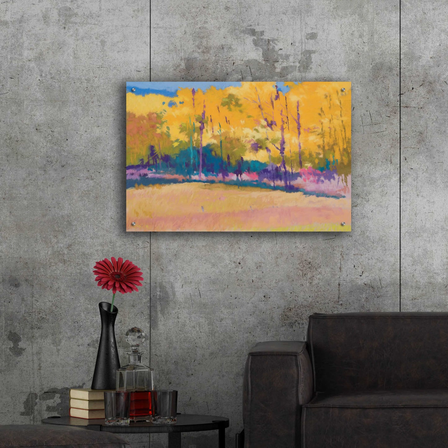 Epic Art 'Yellow Trees' by Mike Kelly, Acrylic Glass Wall Art,36x24