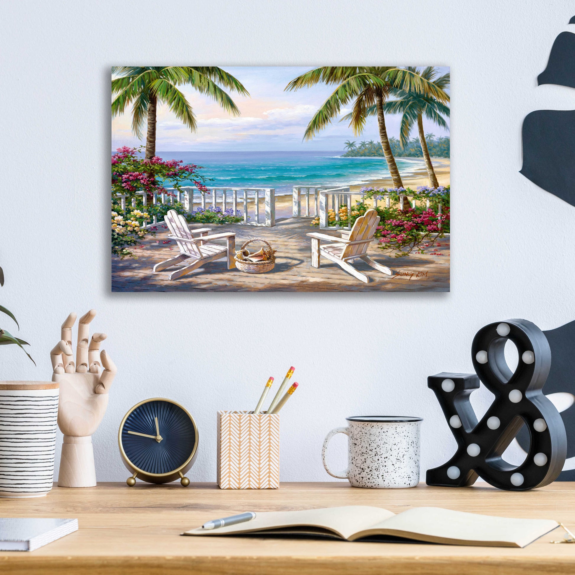 Epic Art 'Coastal View' by Sung Kim, Acrylic Glass Wall Art,16x12