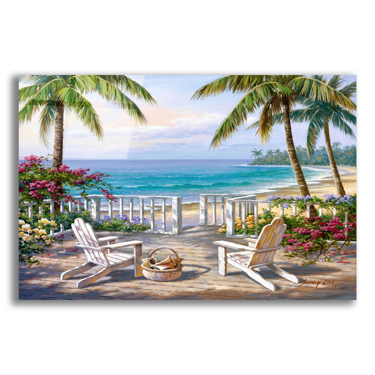 Epic Art 'Coastal View' by Sung Kim, Acrylic Glass Wall Art,16x12