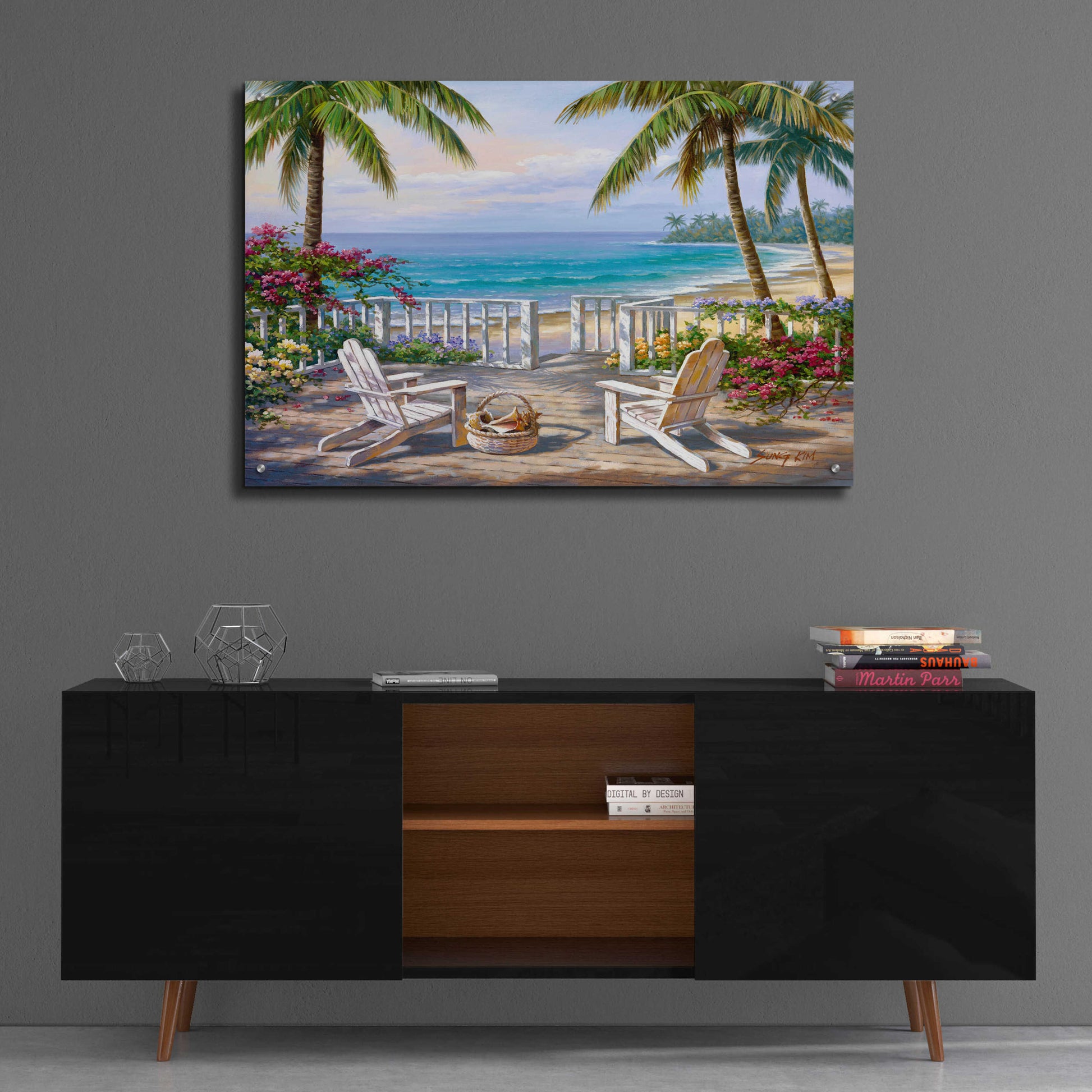 Epic Art 'Coastal View' by Sung Kim, Acrylic Glass Wall Art,36x24