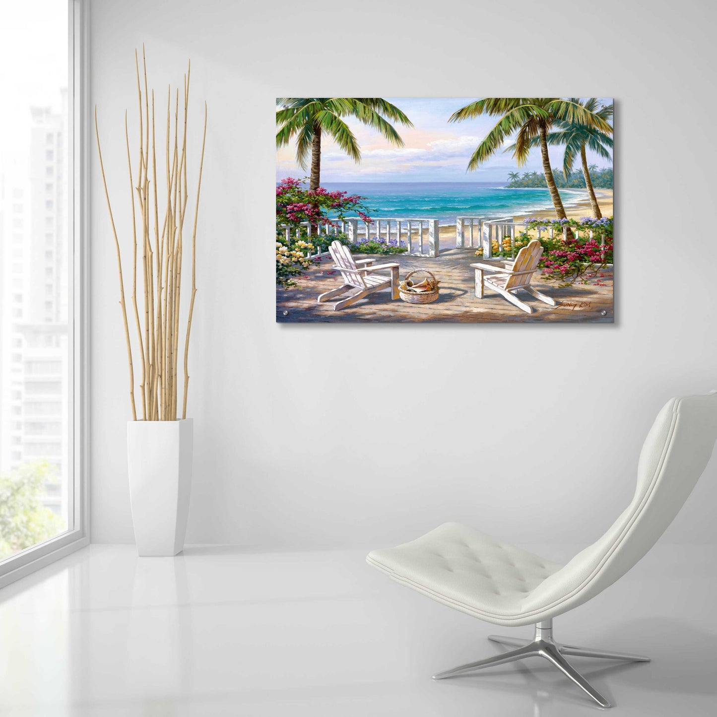 Epic Art 'Coastal View' by Sung Kim, Acrylic Glass Wall Art,36x24