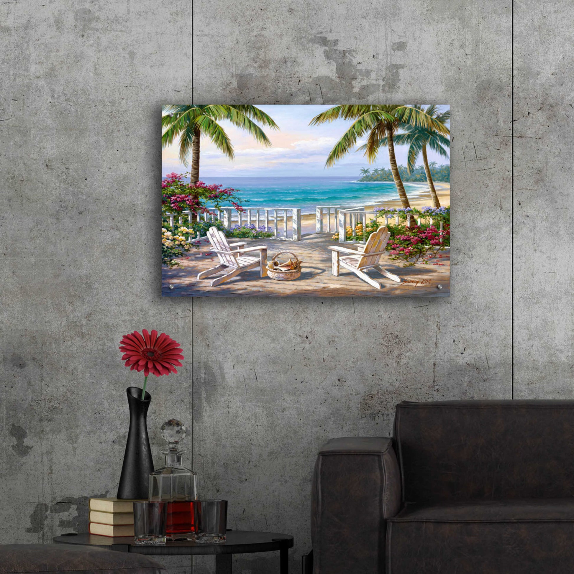 Epic Art 'Coastal View' by Sung Kim, Acrylic Glass Wall Art,36x24