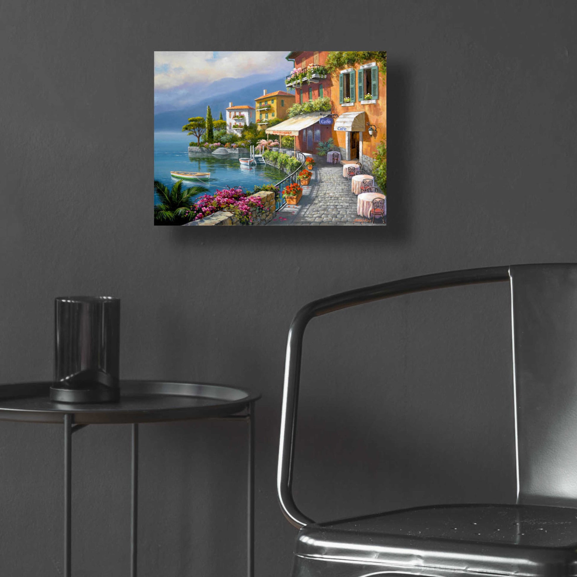 Epic Art 'Seaside Bistro Café' by Sung Kim, Acrylic Glass Wall Art,16x12