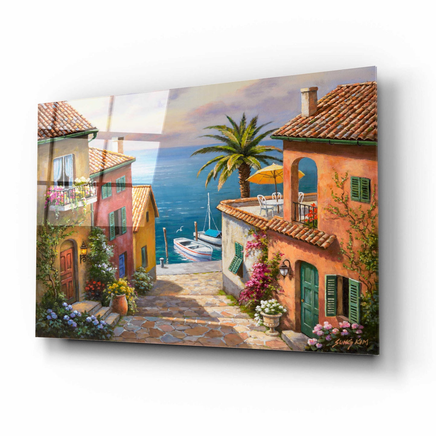 Epic Art 'The Villa’s Private Dock' by Sung Kim, Acrylic Glass Wall Art,16x12