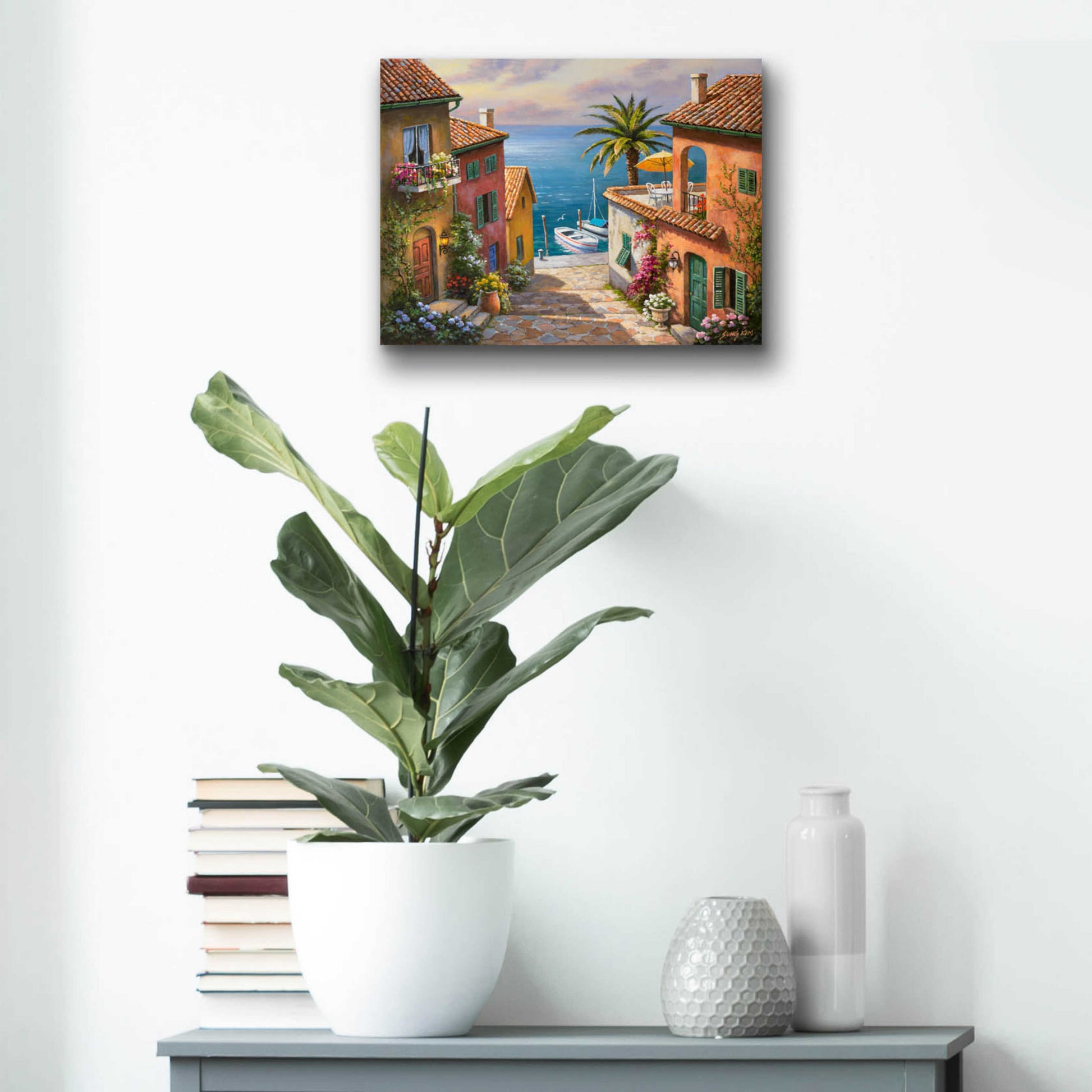 Epic Art 'The Villa’s Private Dock' by Sung Kim, Acrylic Glass Wall Art,16x12