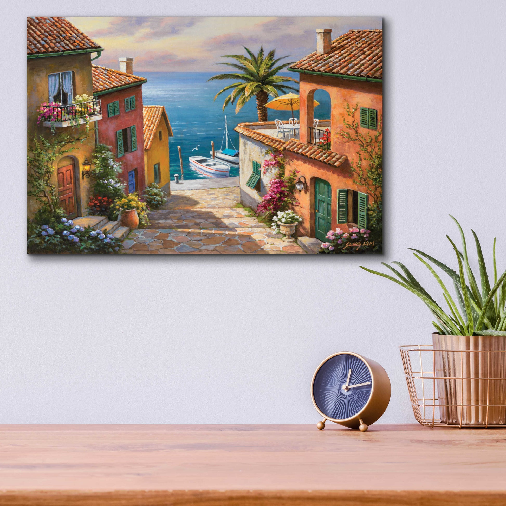 Epic Art 'The Villa’s Private Dock' by Sung Kim, Acrylic Glass Wall Art,16x12