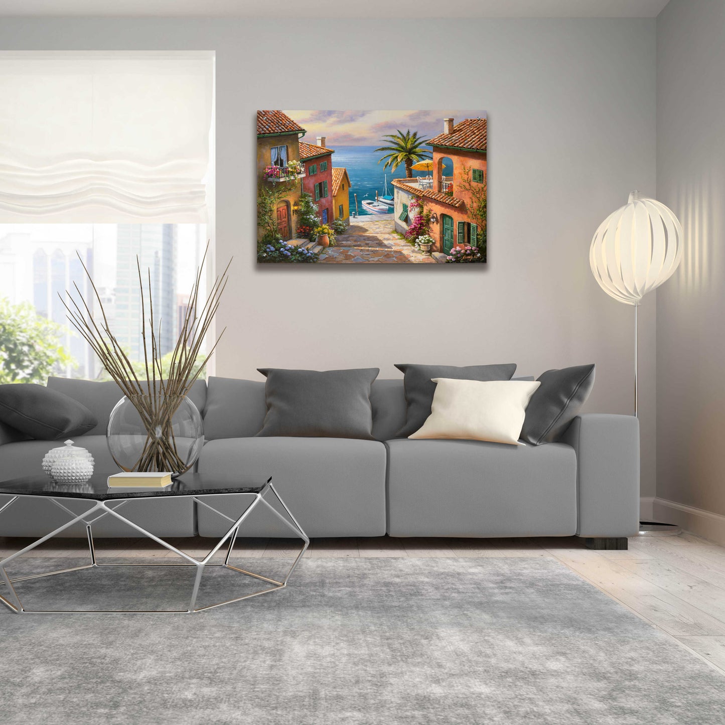 Epic Art 'The Villa’s Private Dock' by Sung Kim, Acrylic Glass Wall Art,36x24