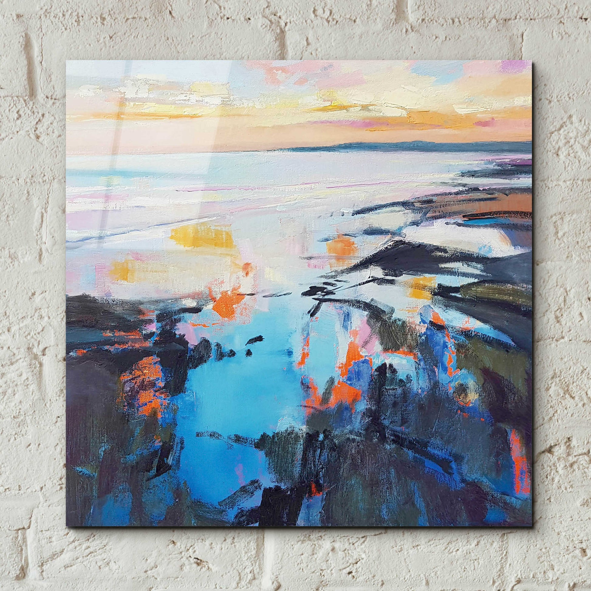 Epic Art 'Rock Pool Sunrise' by Andrew Kinmont, Acrylic Glass Wall Art,12x12