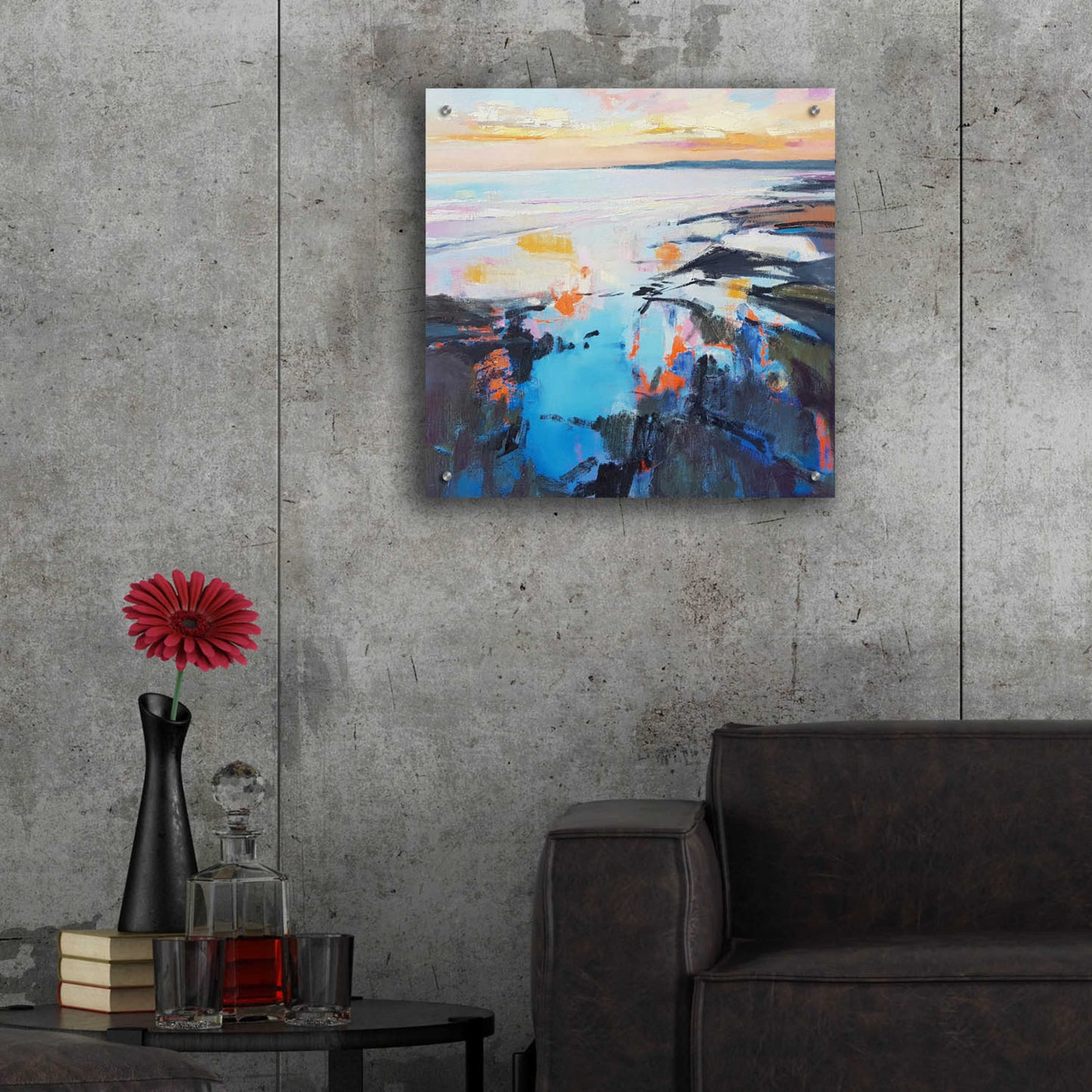 Epic Art 'Rock Pool Sunrise' by Andrew Kinmont, Acrylic Glass Wall Art,24x24