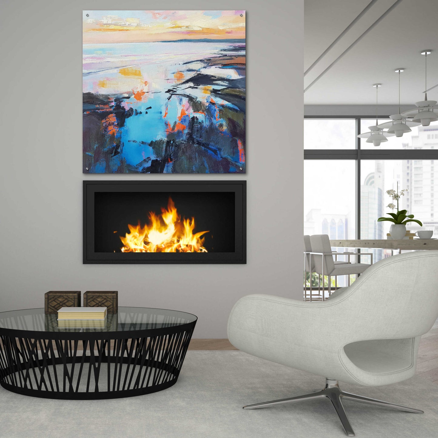 Epic Art 'Rock Pool Sunrise' by Andrew Kinmont, Acrylic Glass Wall Art,36x36