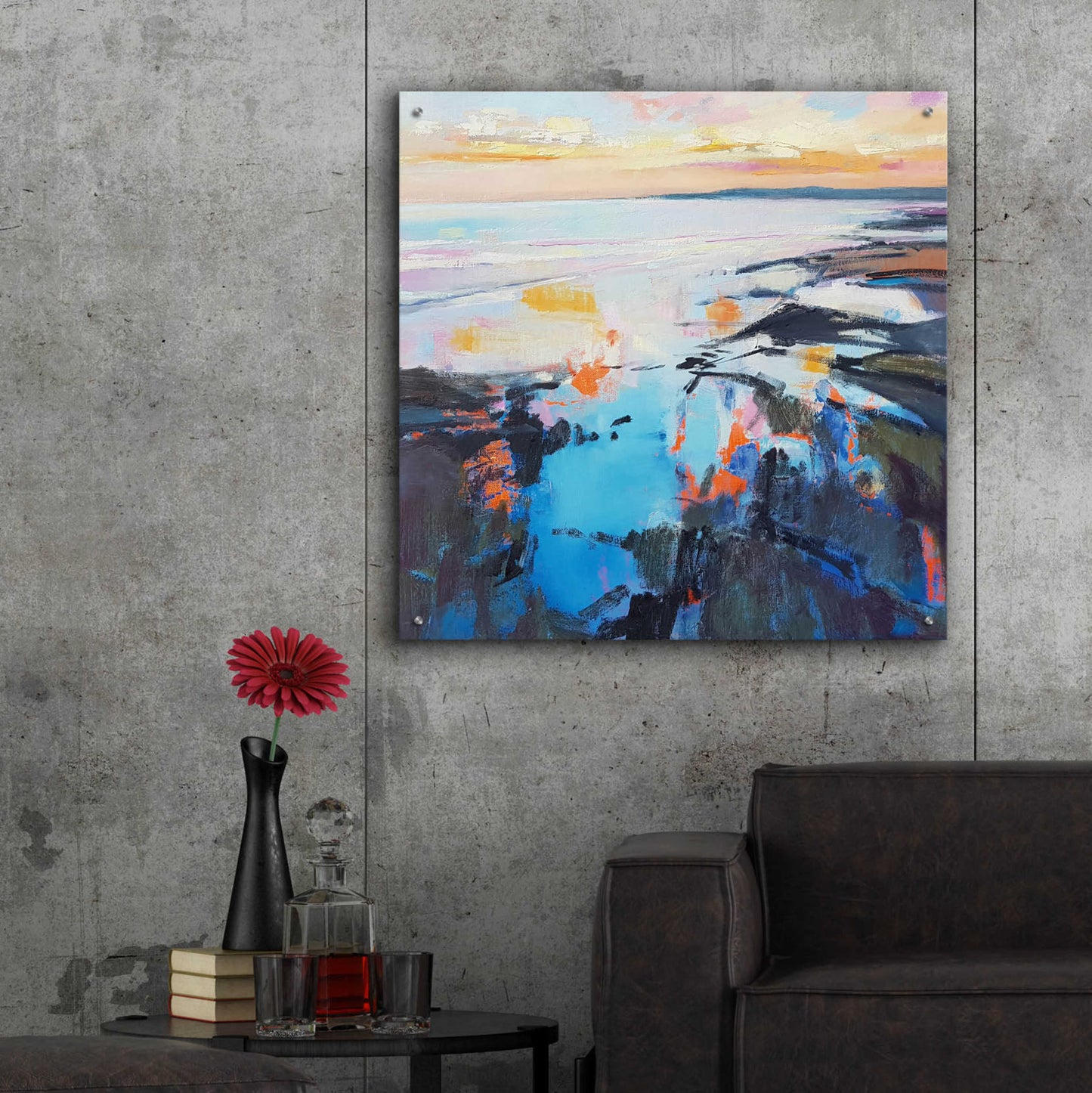 Epic Art 'Rock Pool Sunrise' by Andrew Kinmont, Acrylic Glass Wall Art,36x36