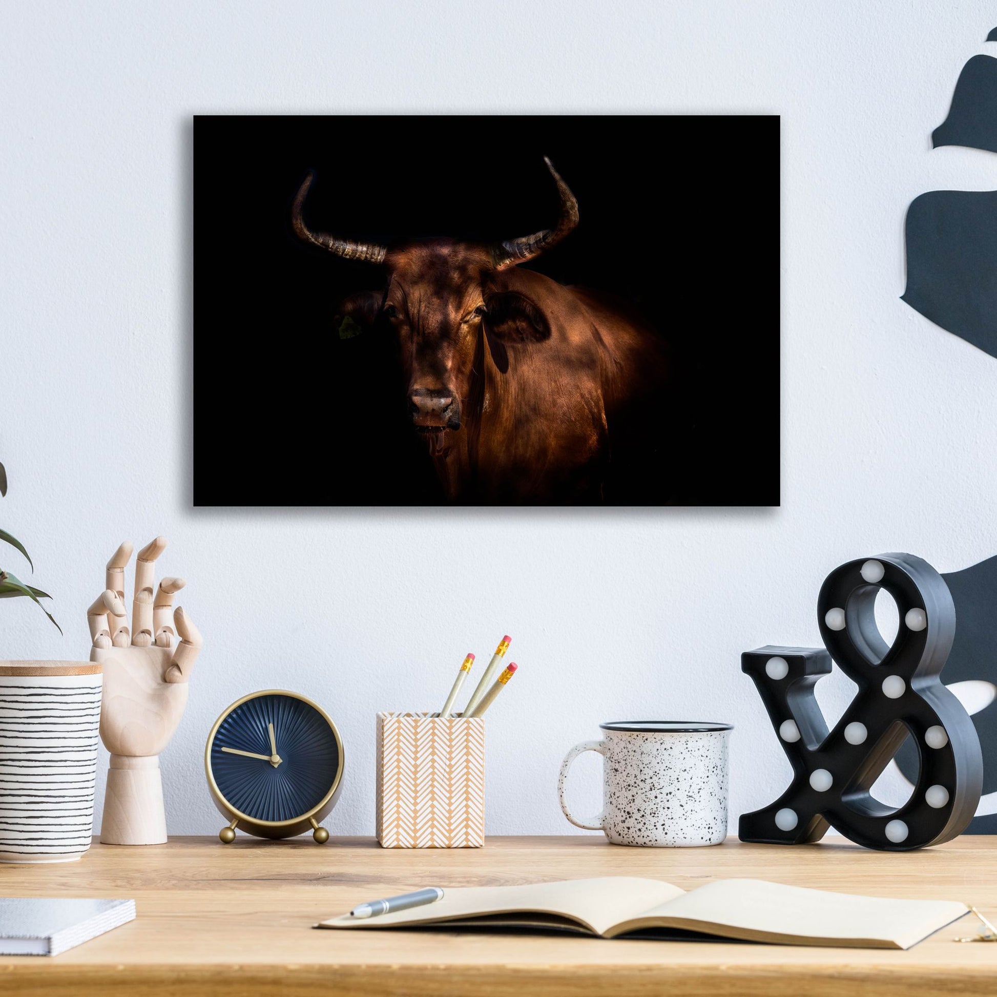 Epic Art 'Thoughtful Cow' by Epic Portfolio, Acrylic Glass Wall Art,16x12