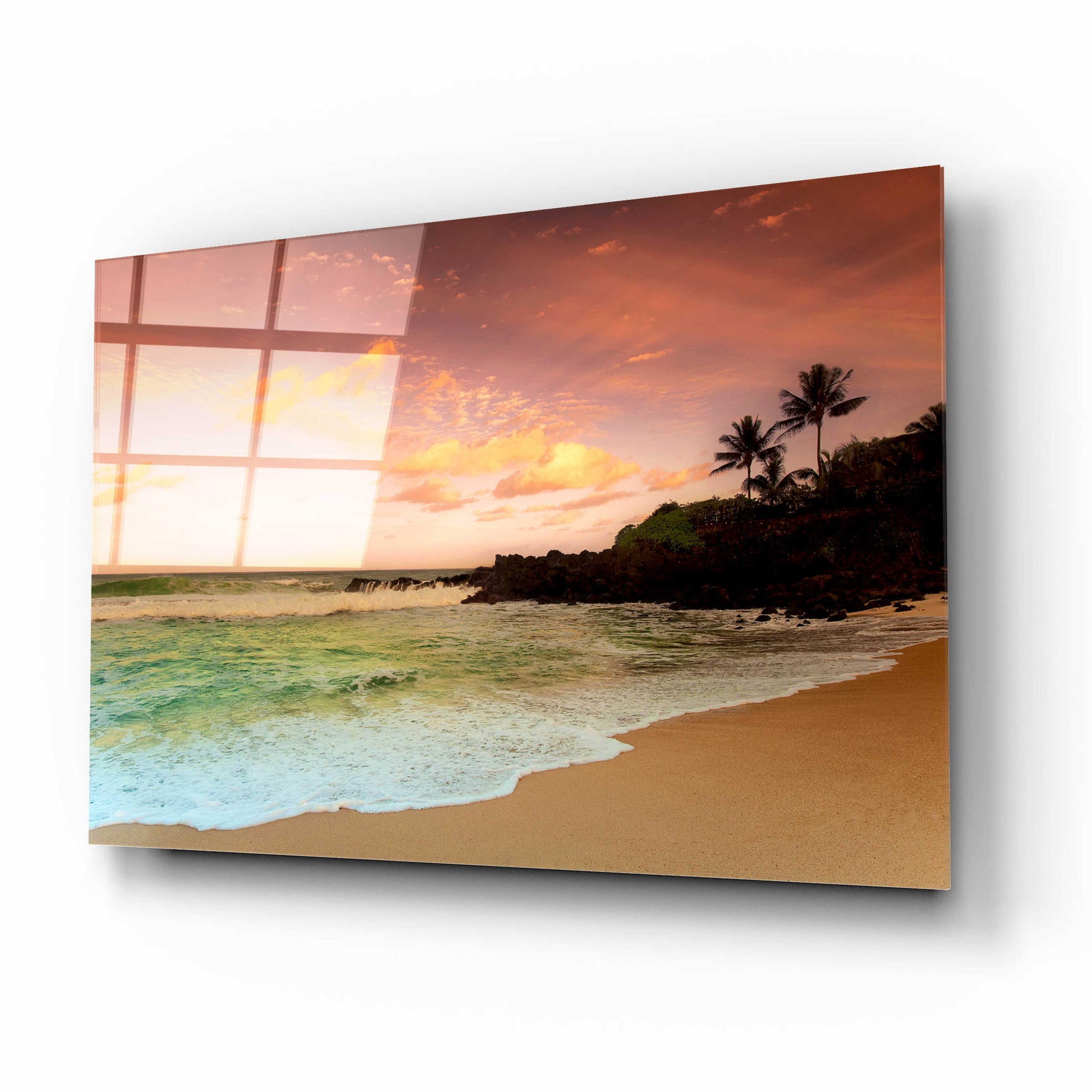 Epic Art 'North Shore Dawn Oahu' by Alan Klug, Acrylic Glass Wall Art,16x12