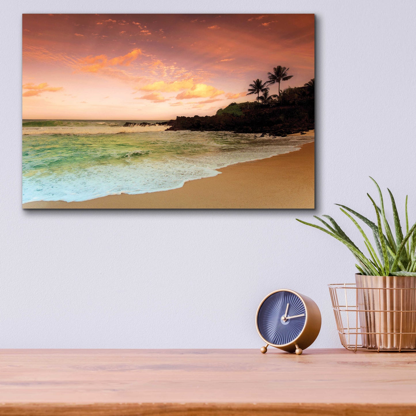 Epic Art 'North Shore Dawn Oahu' by Alan Klug, Acrylic Glass Wall Art,16x12