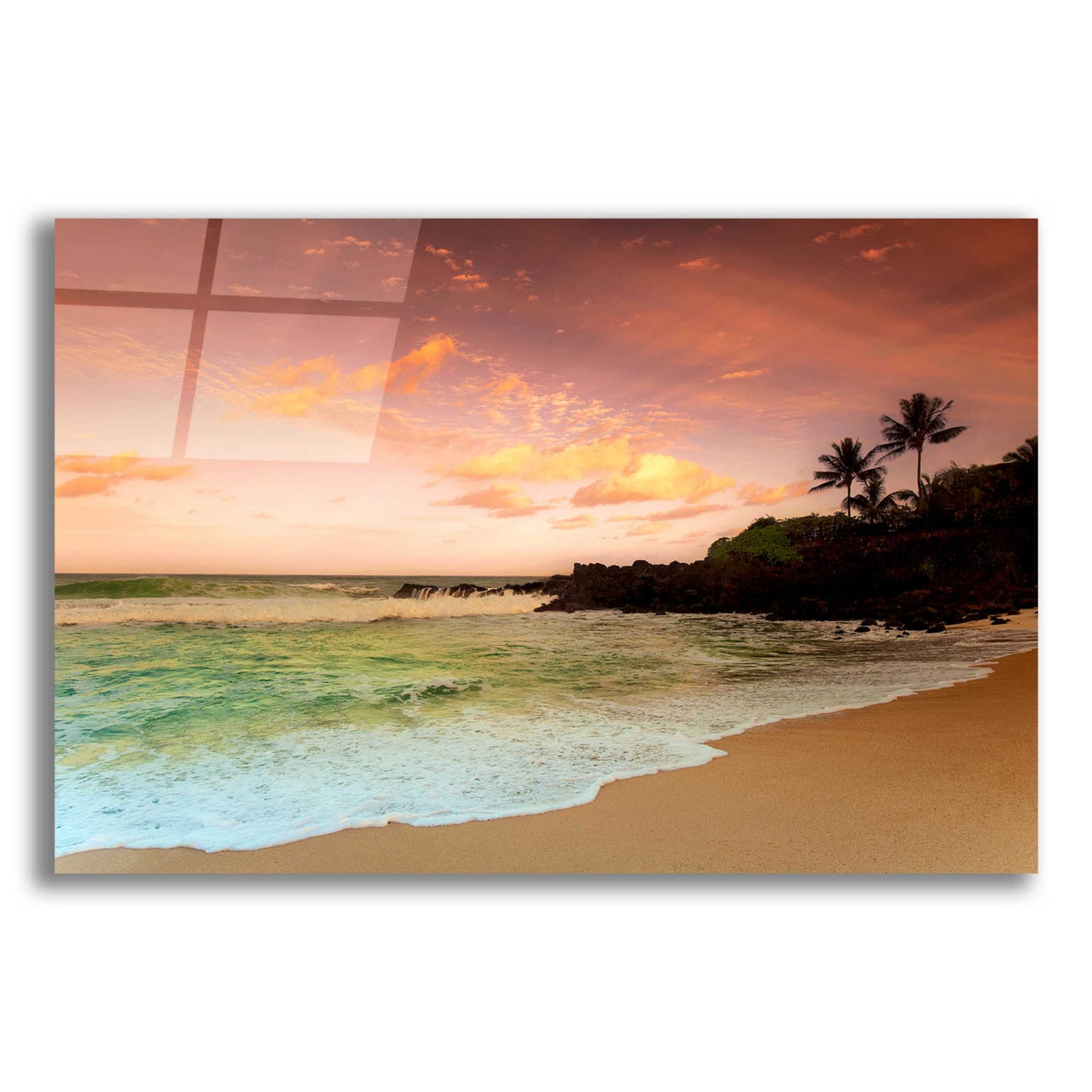 Epic Art 'North Shore Dawn Oahu' by Alan Klug, Acrylic Glass Wall Art,16x12