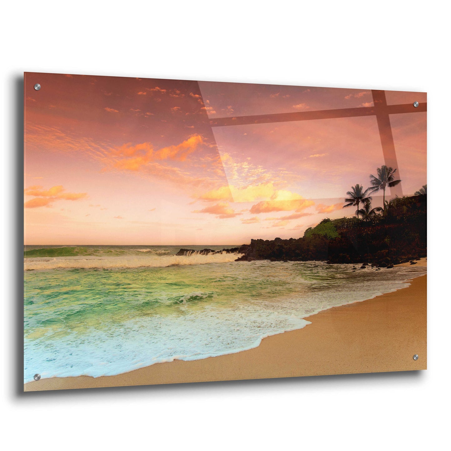 Epic Art 'North Shore Dawn Oahu' by Alan Klug, Acrylic Glass Wall Art,36x24