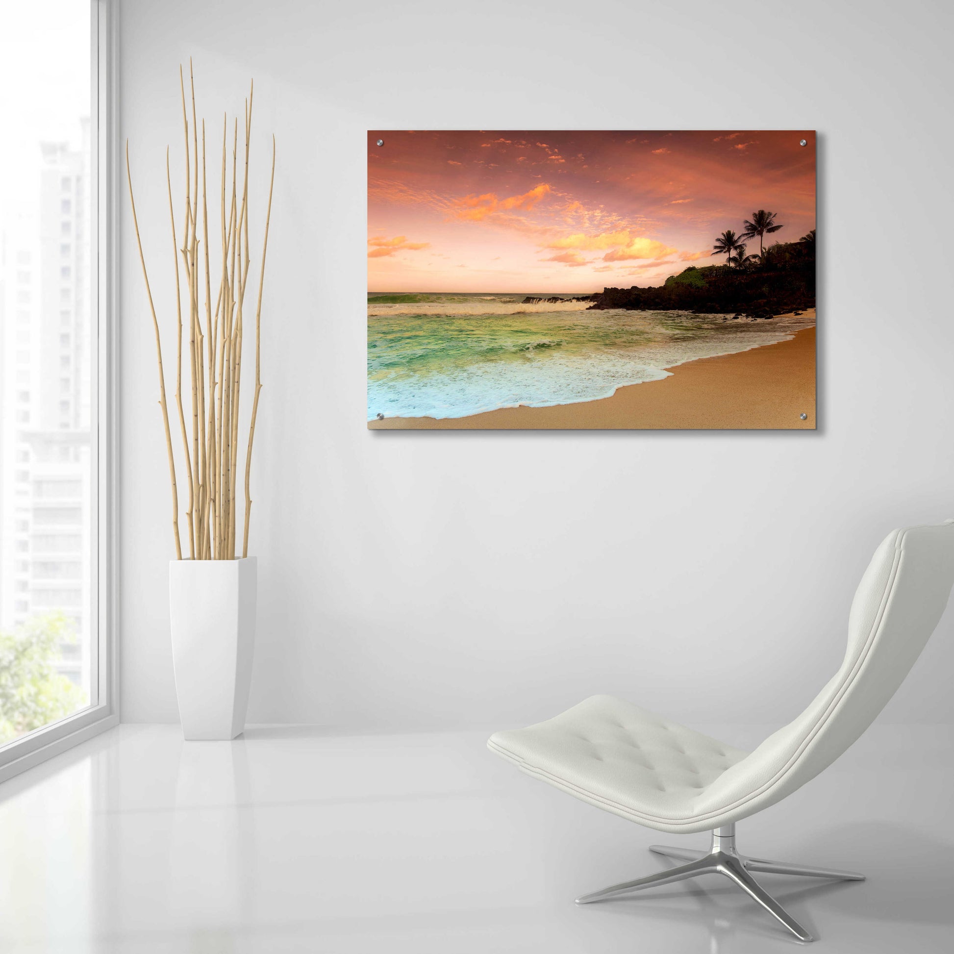 Epic Art 'North Shore Dawn Oahu' by Alan Klug, Acrylic Glass Wall Art,36x24