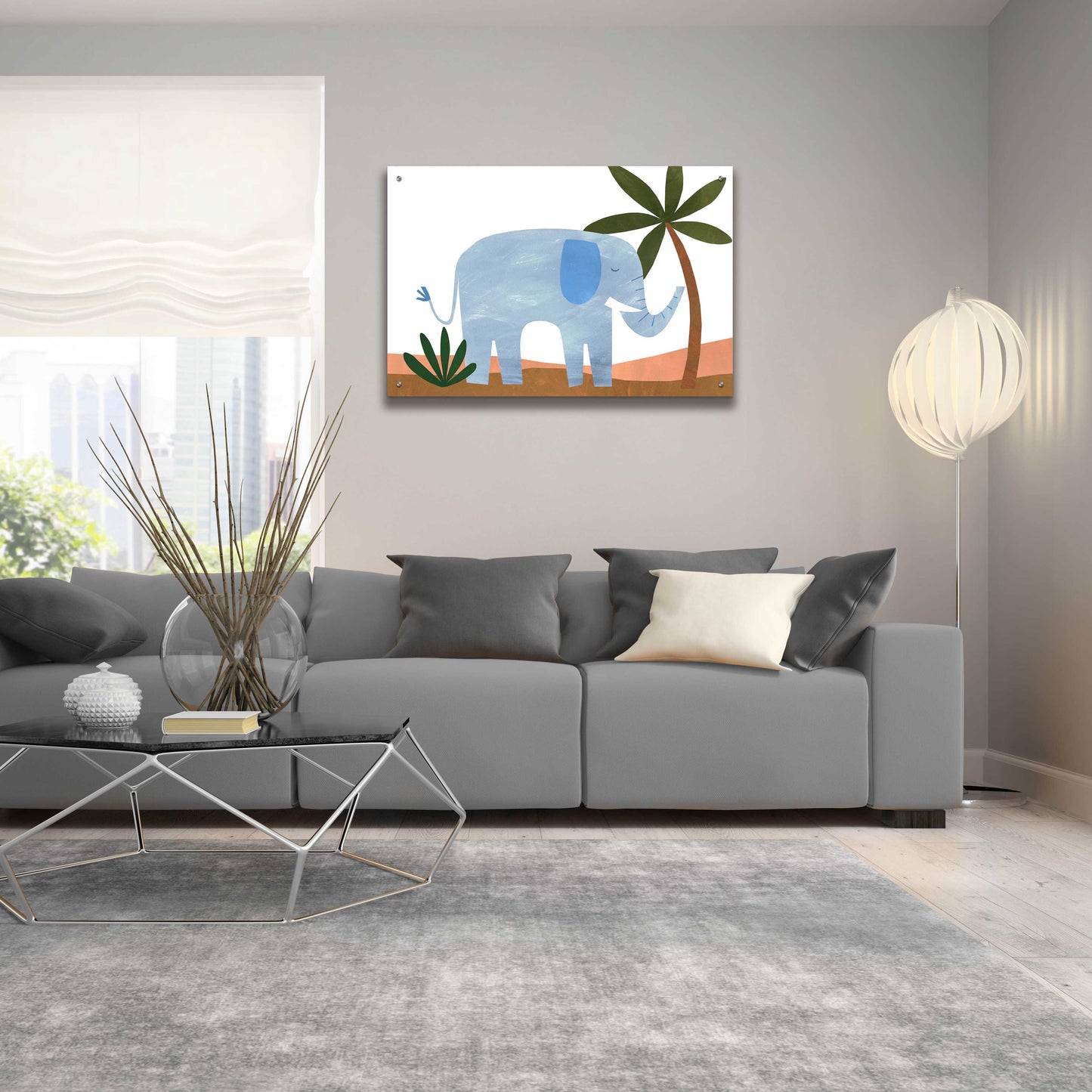 Epic Art 'Ellie The Elephant' by Emily Kopcik, Acrylic Glass Wall Art,36x24