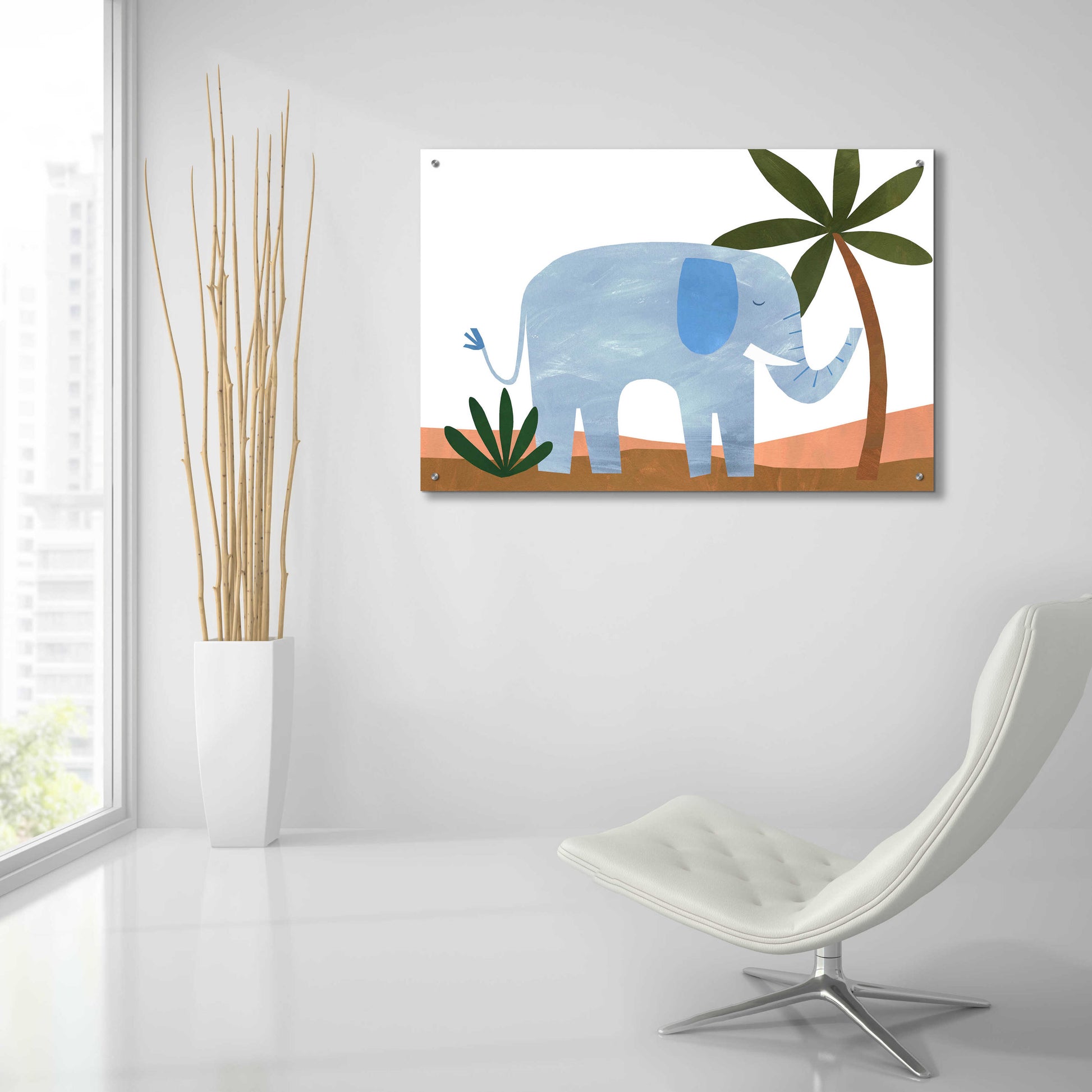 Epic Art 'Ellie The Elephant' by Emily Kopcik, Acrylic Glass Wall Art,36x24