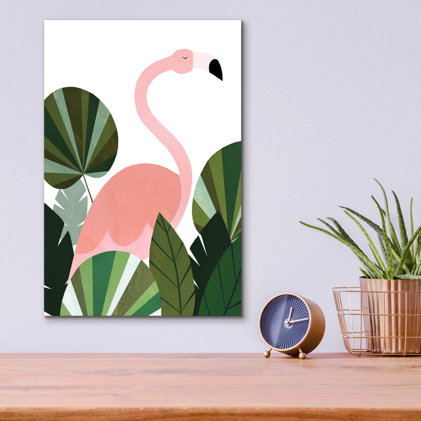 Epic Art 'Florence The Flamingo' by Emily Kopcik, Acrylic Glass Wall Art,12x16