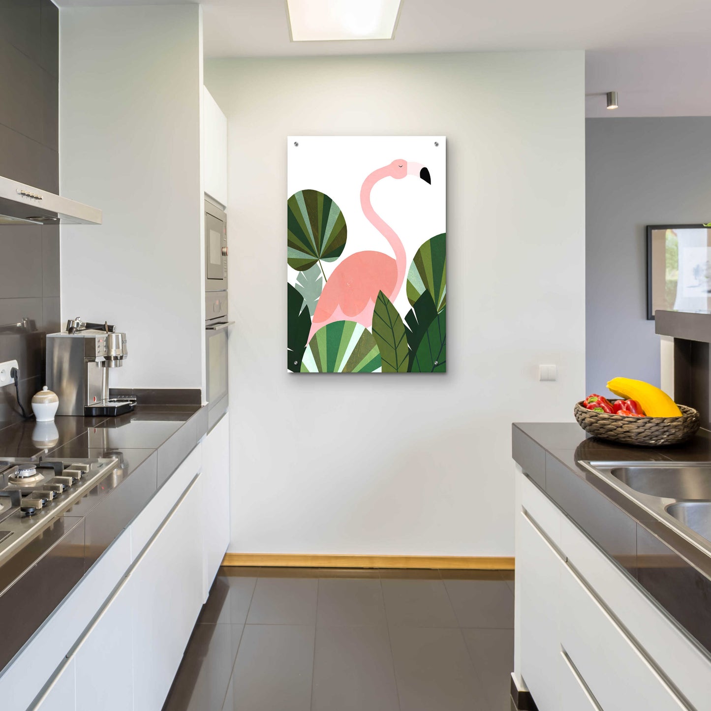 Epic Art 'Florence The Flamingo' by Emily Kopcik, Acrylic Glass Wall Art,24x36