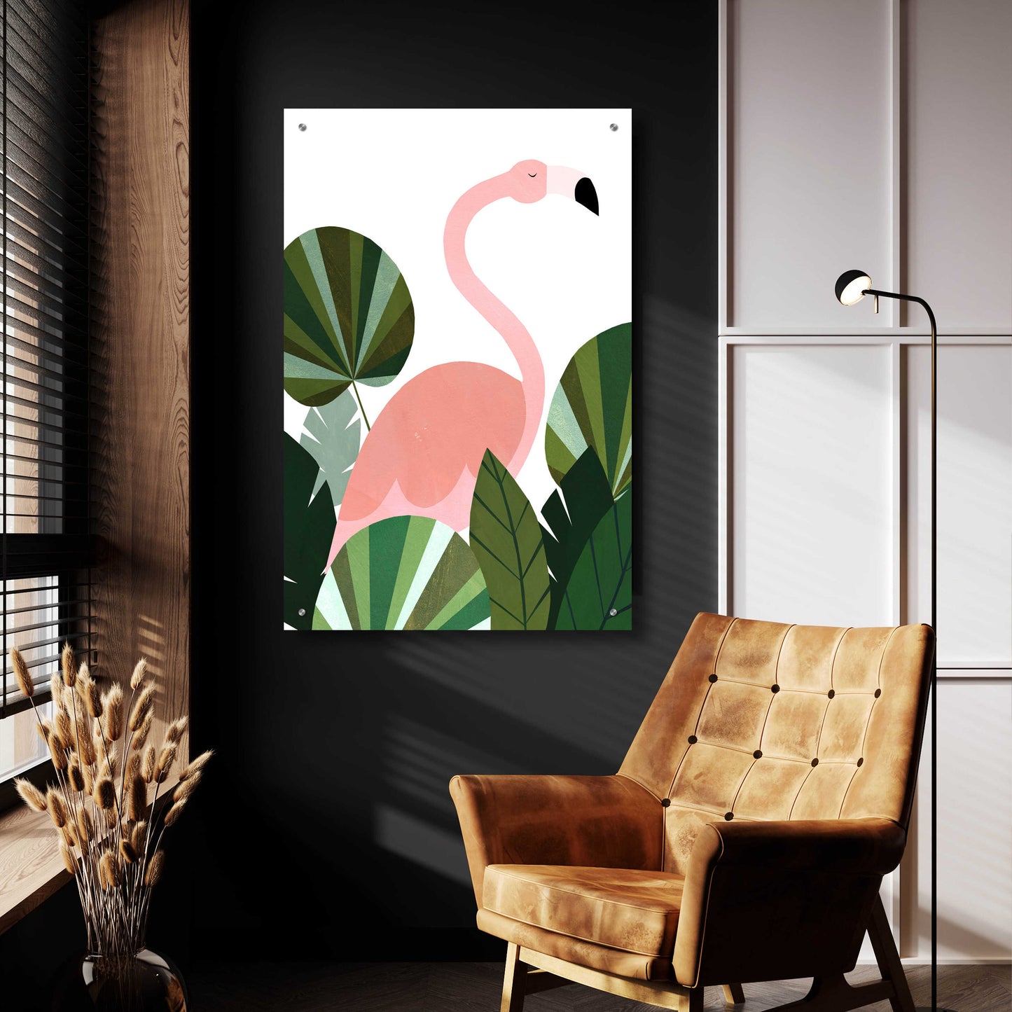 Epic Art 'Florence The Flamingo' by Emily Kopcik, Acrylic Glass Wall Art,24x36