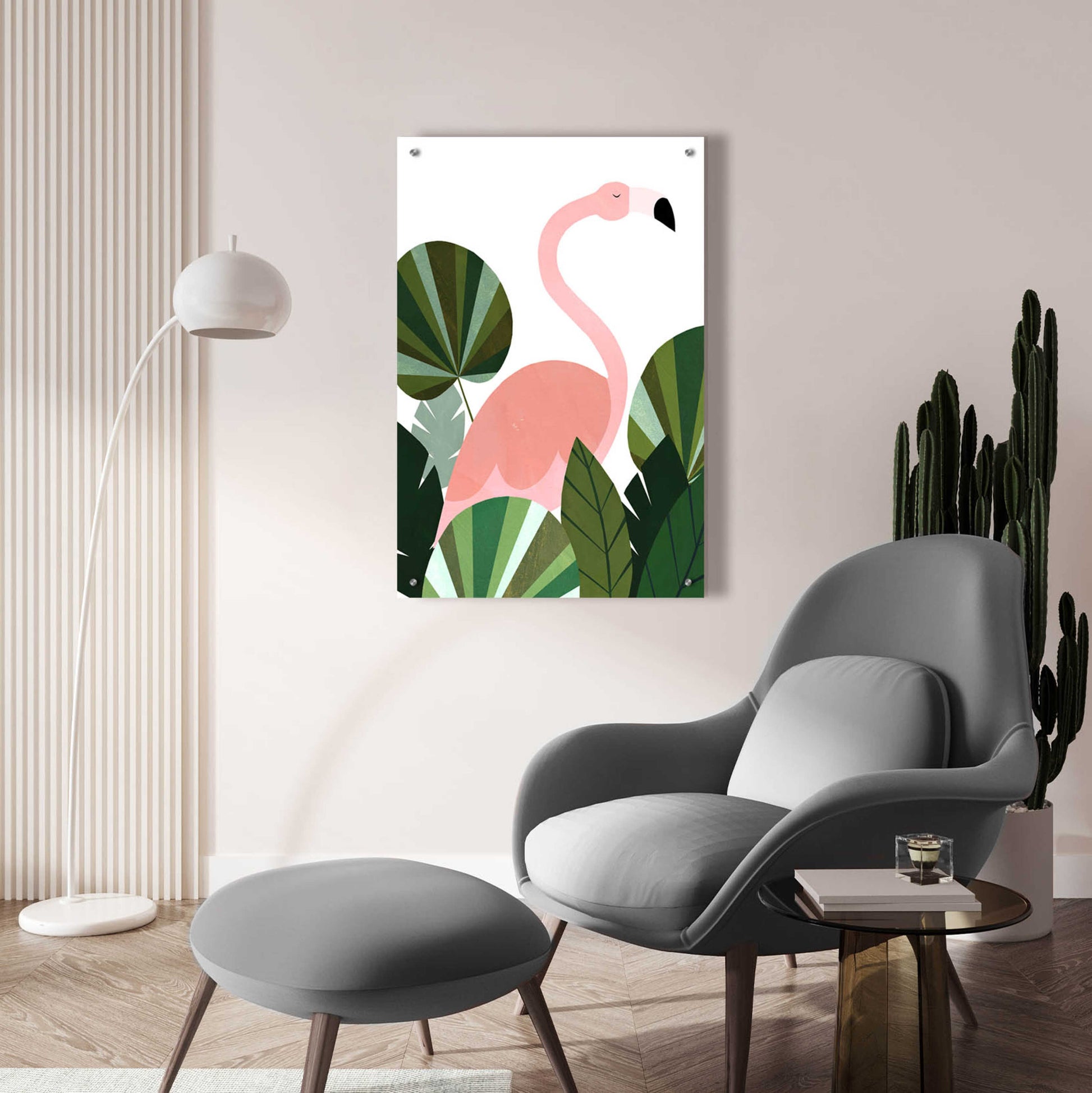 Epic Art 'Florence The Flamingo' by Emily Kopcik, Acrylic Glass Wall Art,24x36