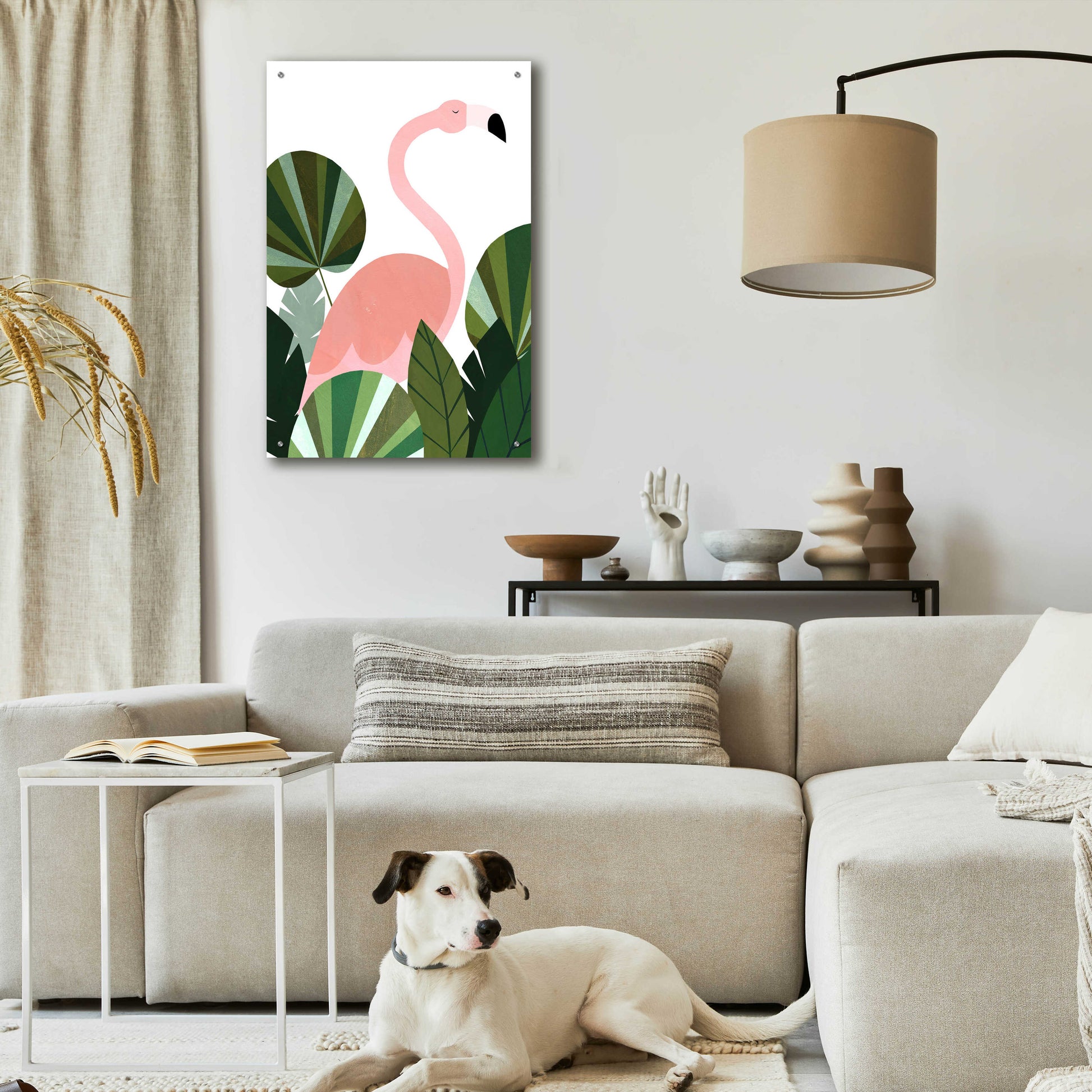 Epic Art 'Florence The Flamingo' by Emily Kopcik, Acrylic Glass Wall Art,24x36