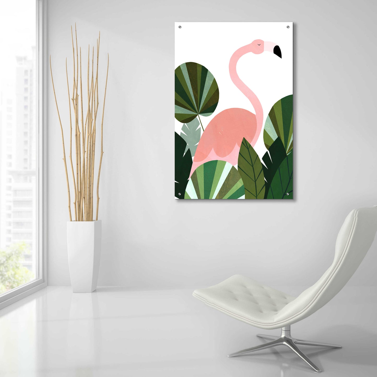 Epic Art 'Florence The Flamingo' by Emily Kopcik, Acrylic Glass Wall Art,24x36