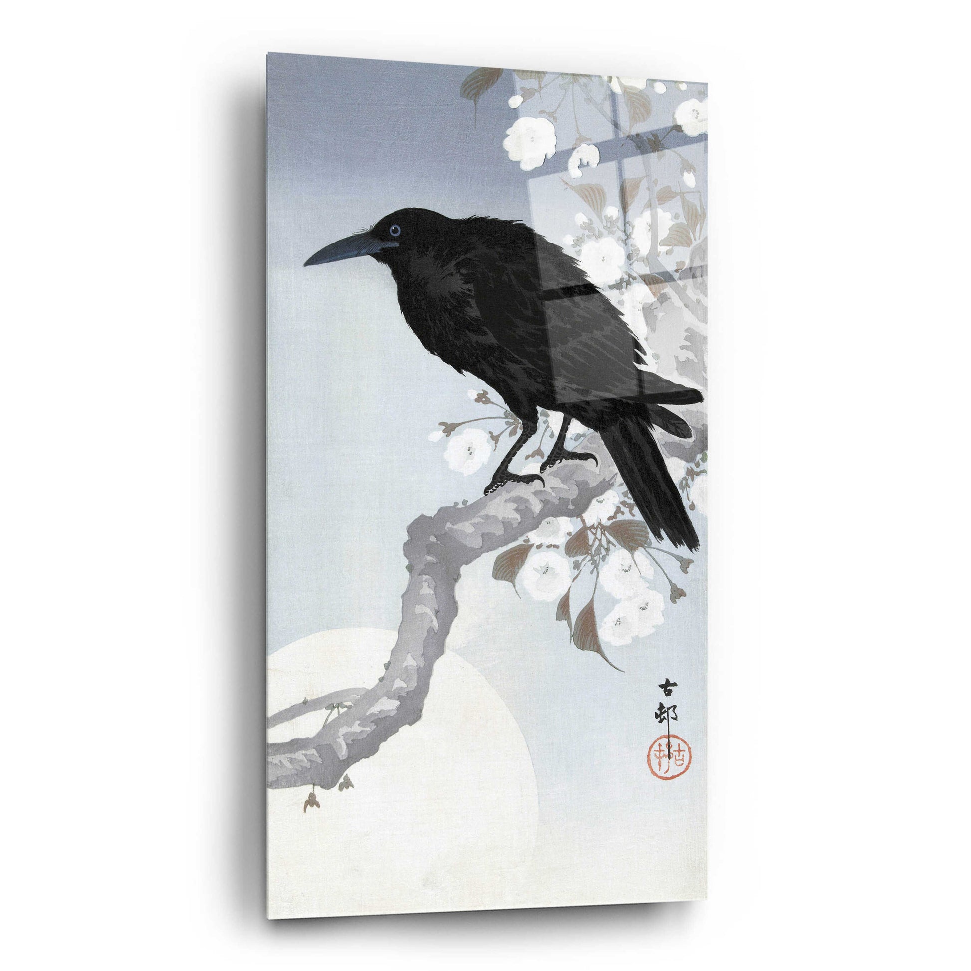 Epic Art 'Crow at Full Moon 1900-1930' by Ohara Koson, Acrylic Glass Wall Art,12x24