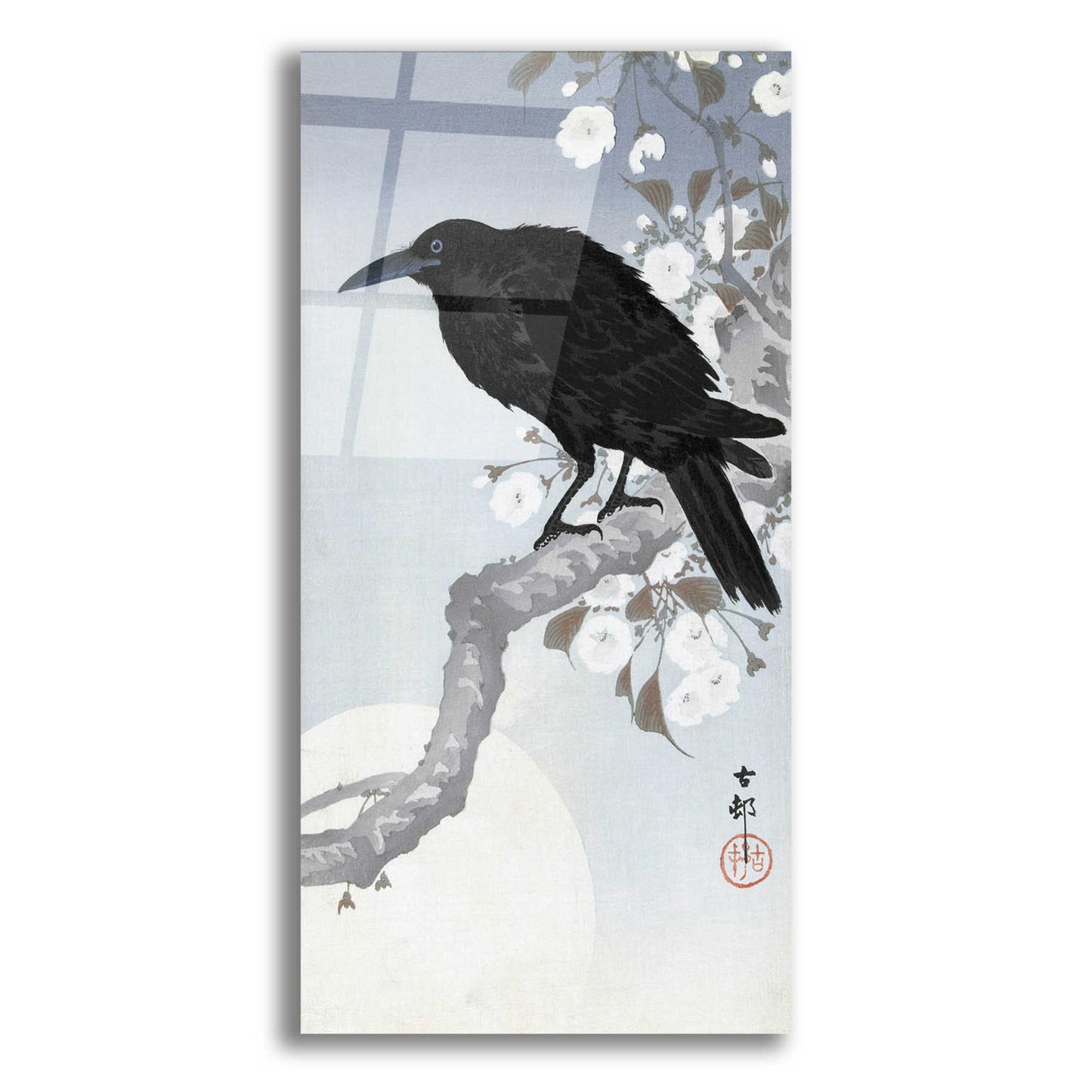 Epic Art 'Crow at Full Moon 1900-1930' by Ohara Koson, Acrylic Glass Wall Art,12x24