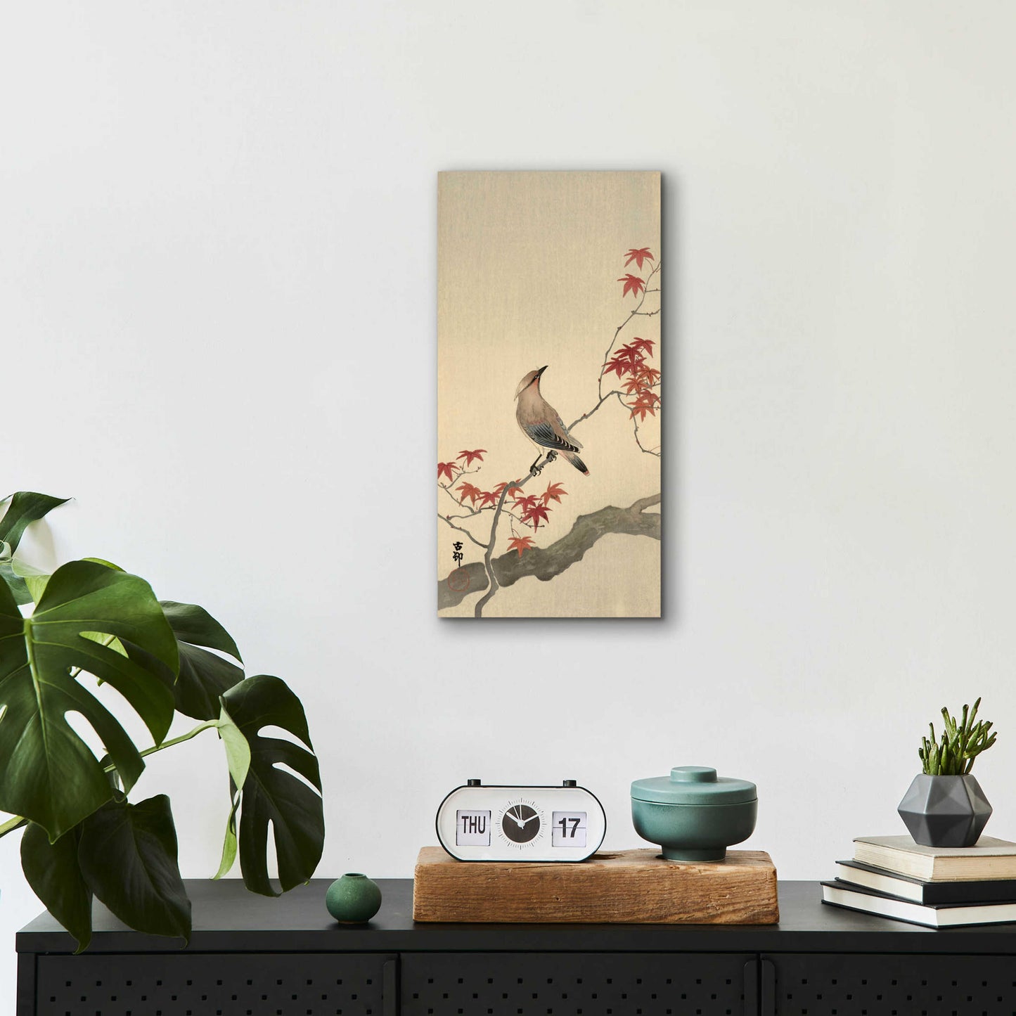 Epic Art 'Japanese Waxwing on Maple 1900-1936' by Ohara Koson, Acrylic Glass Wall Art,12x24