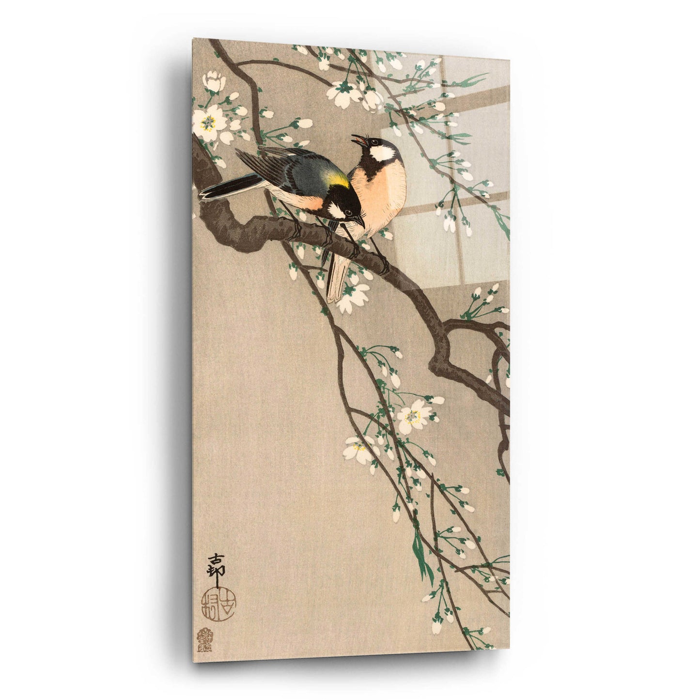 Epic Art 'Songbirds on Cherry Branch 1900-1910' by Ohara Koson, Acrylic Glass Wall Art,12x24