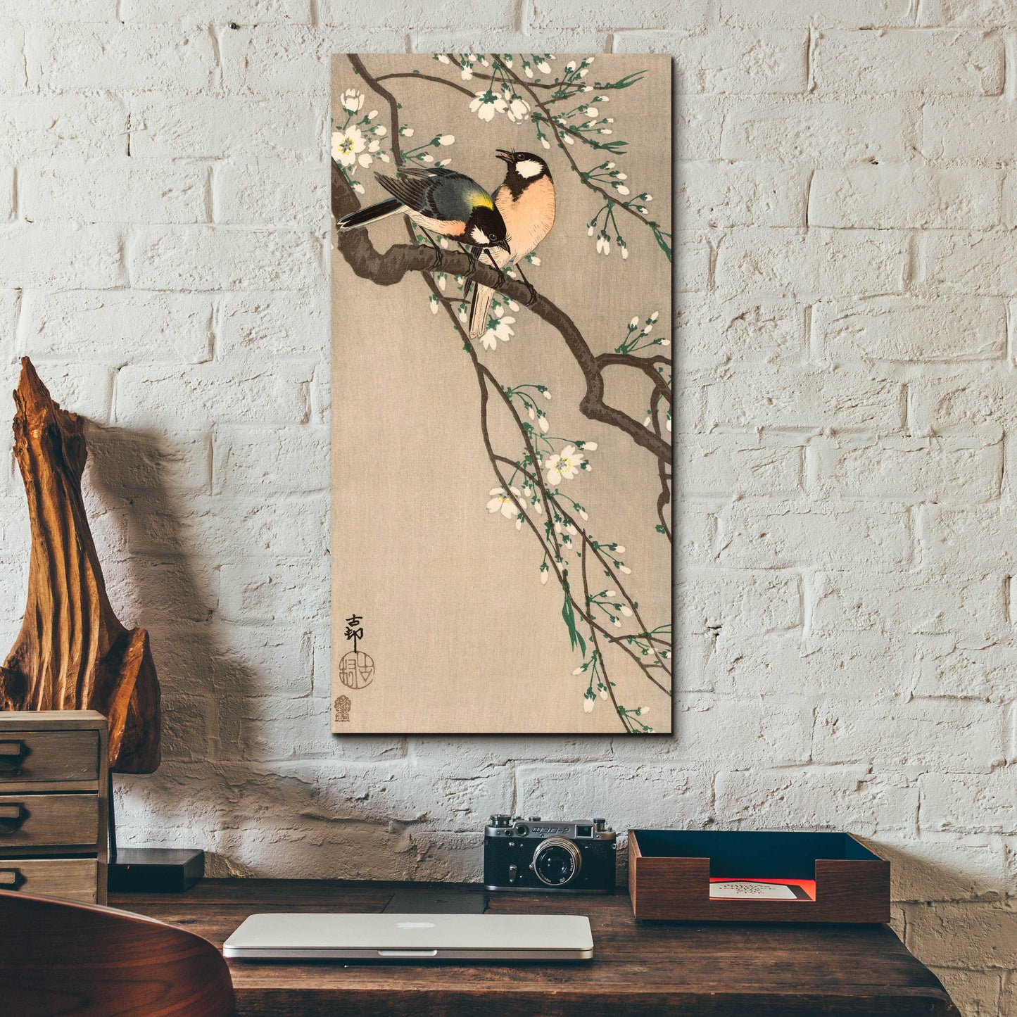 Epic Art 'Songbirds on Cherry Branch 1900-1910' by Ohara Koson, Acrylic Glass Wall Art,12x24