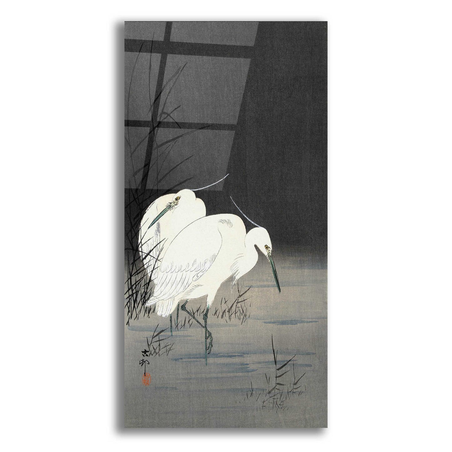 Epic Art 'Two Egrets in the Reeds 1900-1930' by Ohara Koson, Acrylic Glass Wall Art