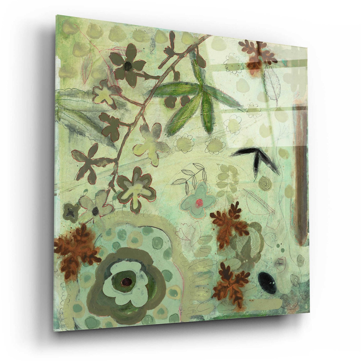 Epic Art 'Floral Fantasies 3' by Aleah Koury, Acrylic Glass Wall Art,12x12