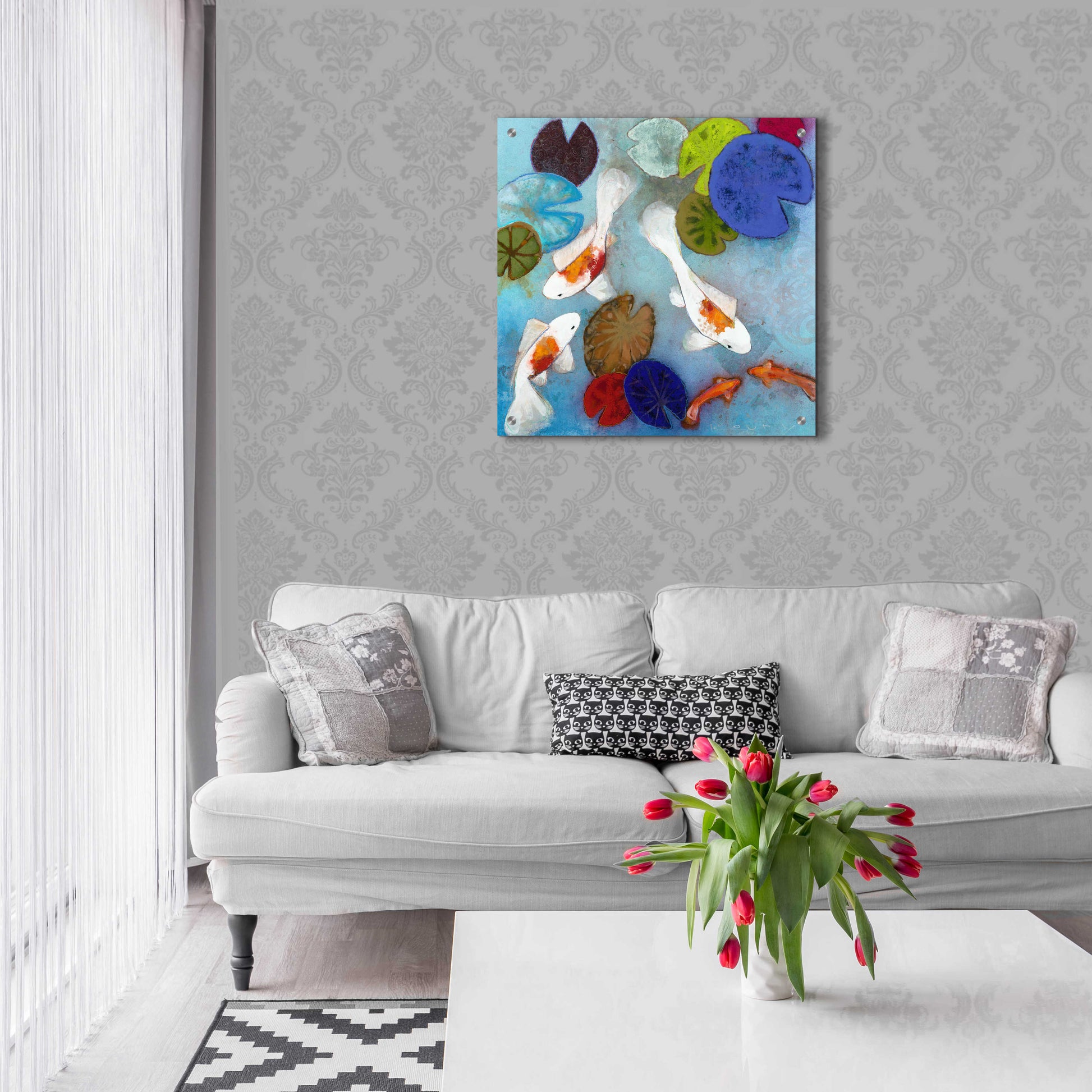 Epic Art 'Koi 1' by Aleah Koury, Acrylic Glass Wall Art,24x24