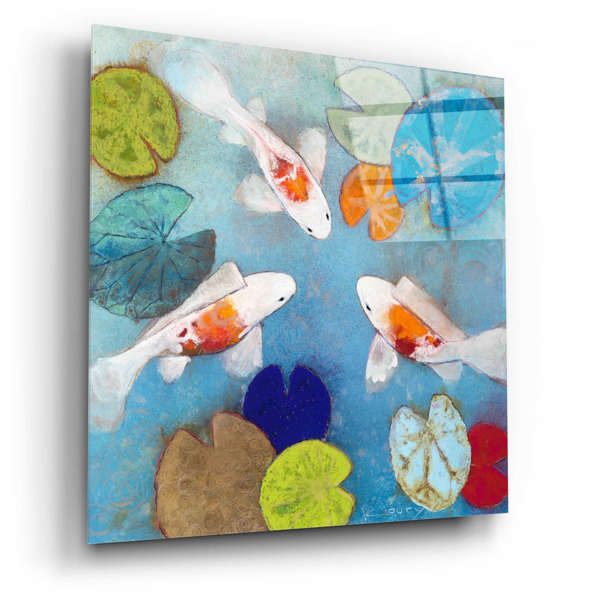 Epic Art 'Koi 2' by Aleah Koury, Acrylic Glass Wall Art,12x12