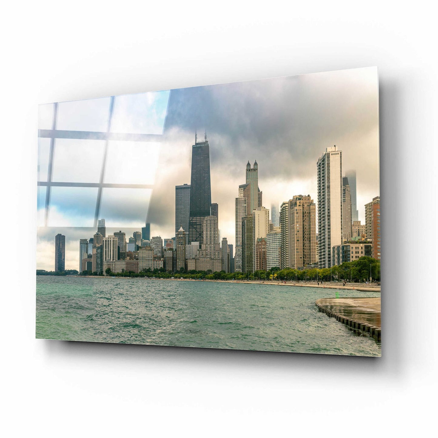 Epic Art 'Cloudy Chicago' by Epic Portfolio, Acrylic Glass Wall Art,16x12